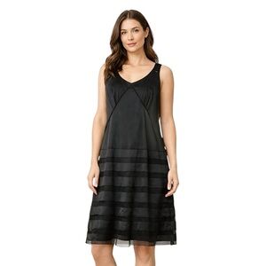 New Gap Little Black Satin Sleeveless Sheath Lace Trim Dress Size 10